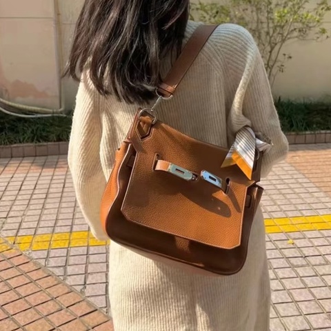 HERMES棕色銀釦吉普賽28/H061784