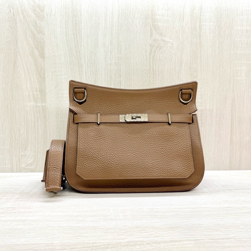 HERMES棕色銀釦吉普賽28/H061784-1