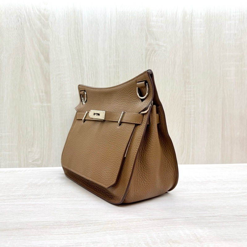 HERMES棕色銀釦吉普賽28/H061784-3