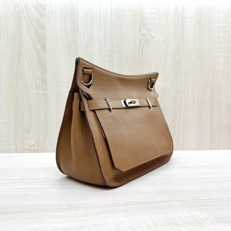 HERMES棕色銀釦吉普賽28/H061784-4