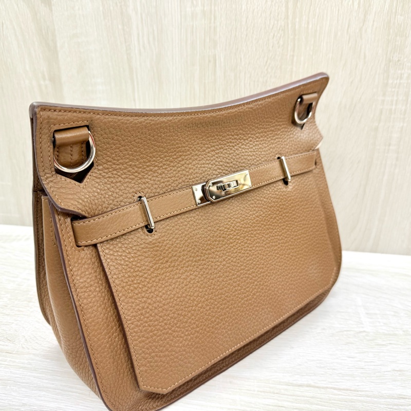 HERMES棕色銀釦吉普賽28/H061784-5