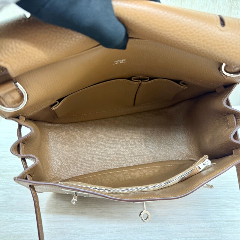 HERMES棕色銀釦吉普賽28/H061784-8