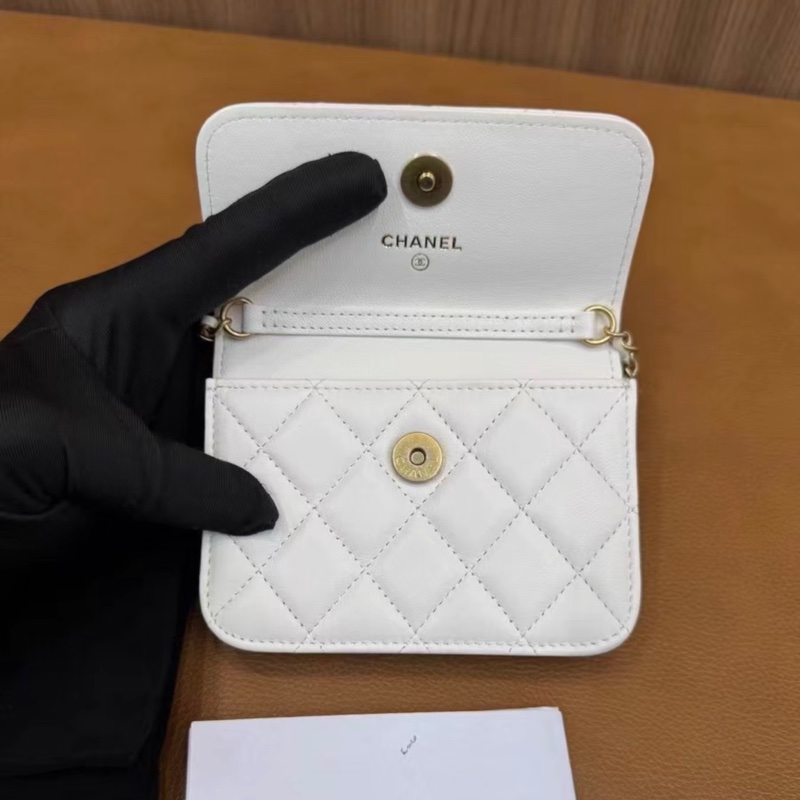 【95%新 ✨ 全網最低價！】Chanel woc mini 白色 金球鏈條 羊皮 腰包 單肩斜挎包小廢包-5