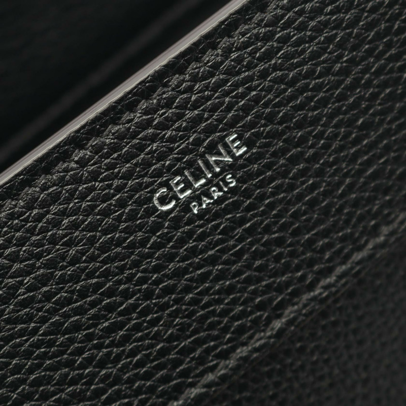 CELINE Luggage 迷你購物手提包，黑色皮革，二手女款-3