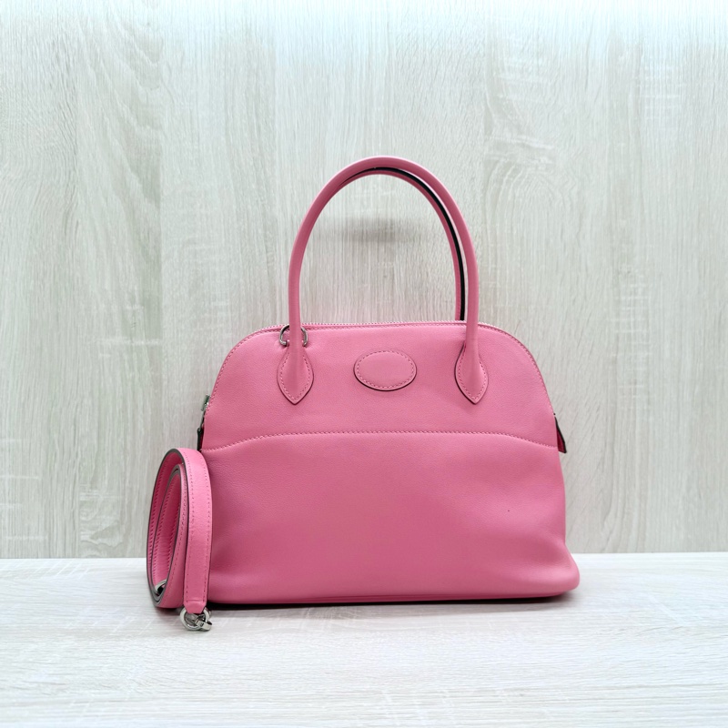 HERMES 8W杜鵑粉Swift皮銀釦Bolide27cm-0