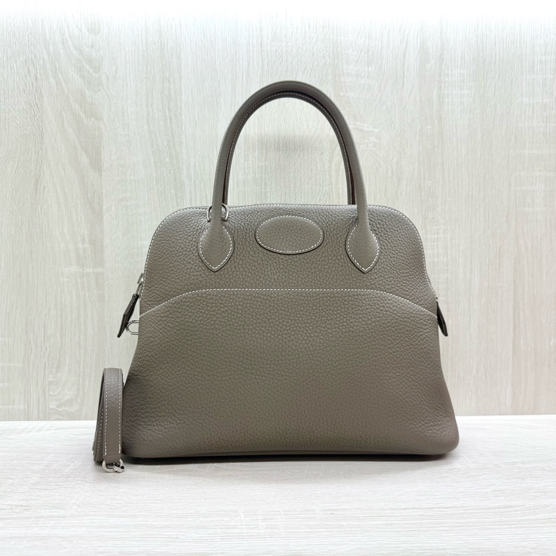 Hermes 18大象灰T/C皮銀扣bolide 31cm手提側背包-0