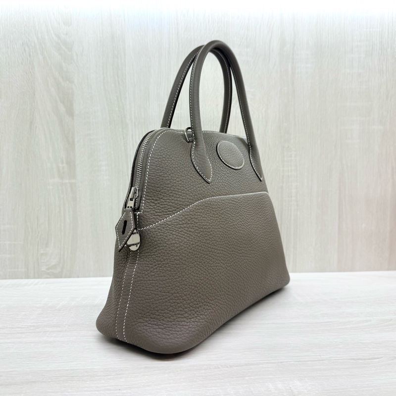 Hermes 18大象灰T/C皮銀扣bolide 31cm手提側背包-3