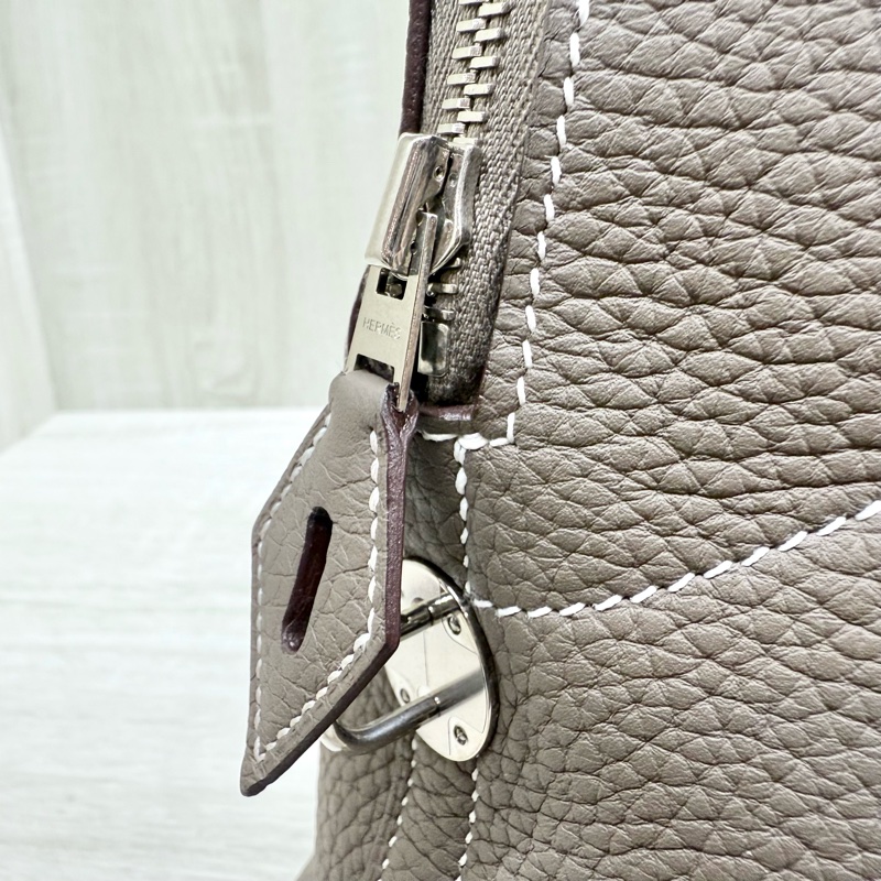 Hermes 18大象灰T/C皮銀扣bolide 31cm手提側背包-7