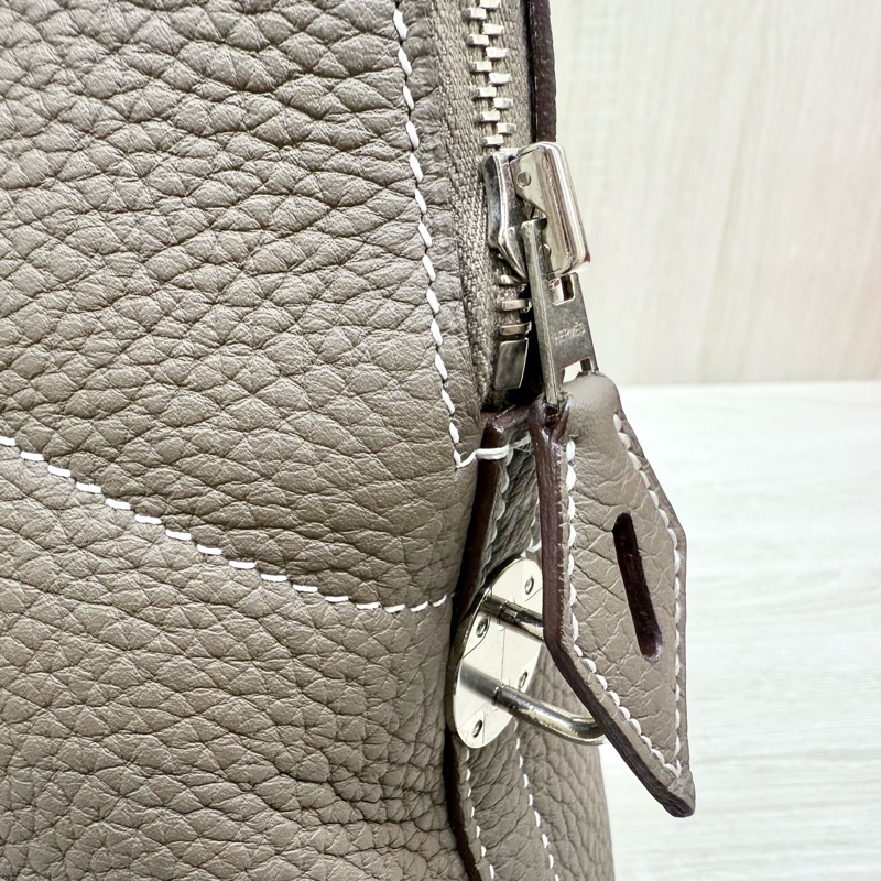 Hermes 18大象灰T/C皮銀扣bolide 31cm手提側背包-8