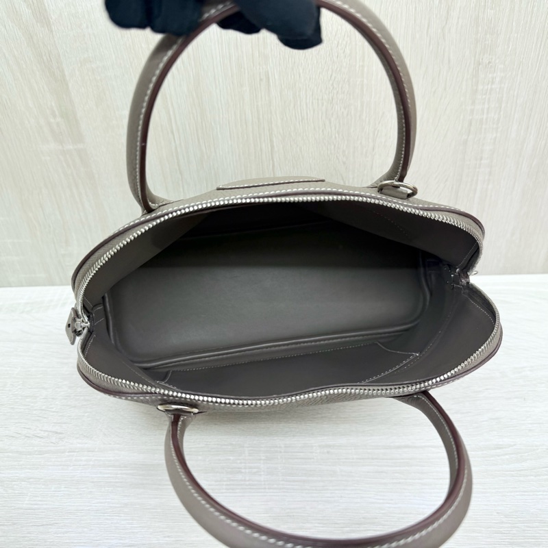 Hermes 18大象灰T/C皮銀扣bolide 31cm手提側背包-9