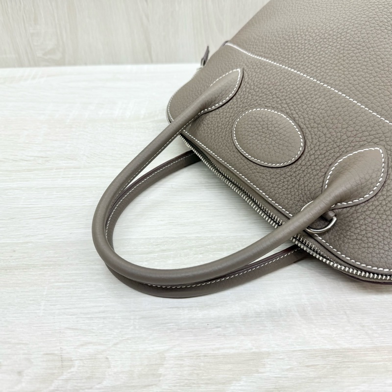 Hermes 18大象灰T/C皮銀扣bolide 31cm手提側背包-13