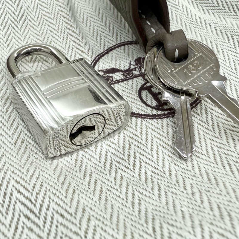 Hermes 18大象灰T/C皮銀扣bolide 31cm手提側背包-22