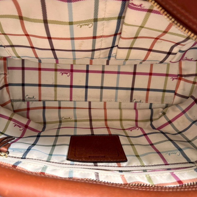 🎉通勤必備 破碎感 COACH 焦糖色皮革肩背包-2