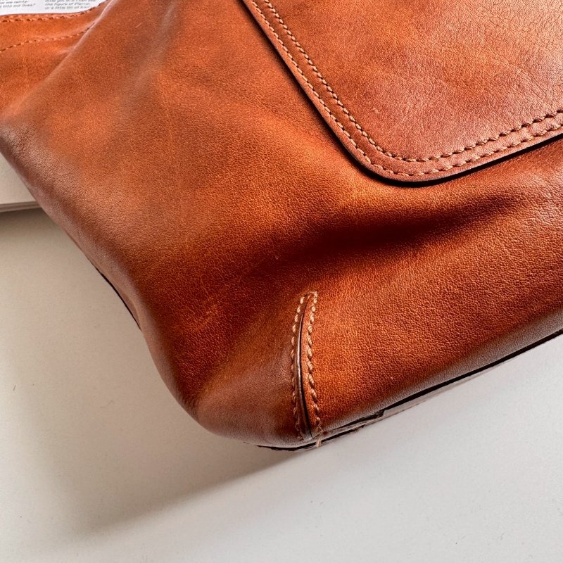 🎉通勤必備 破碎感 COACH 焦糖色皮革肩背包-3