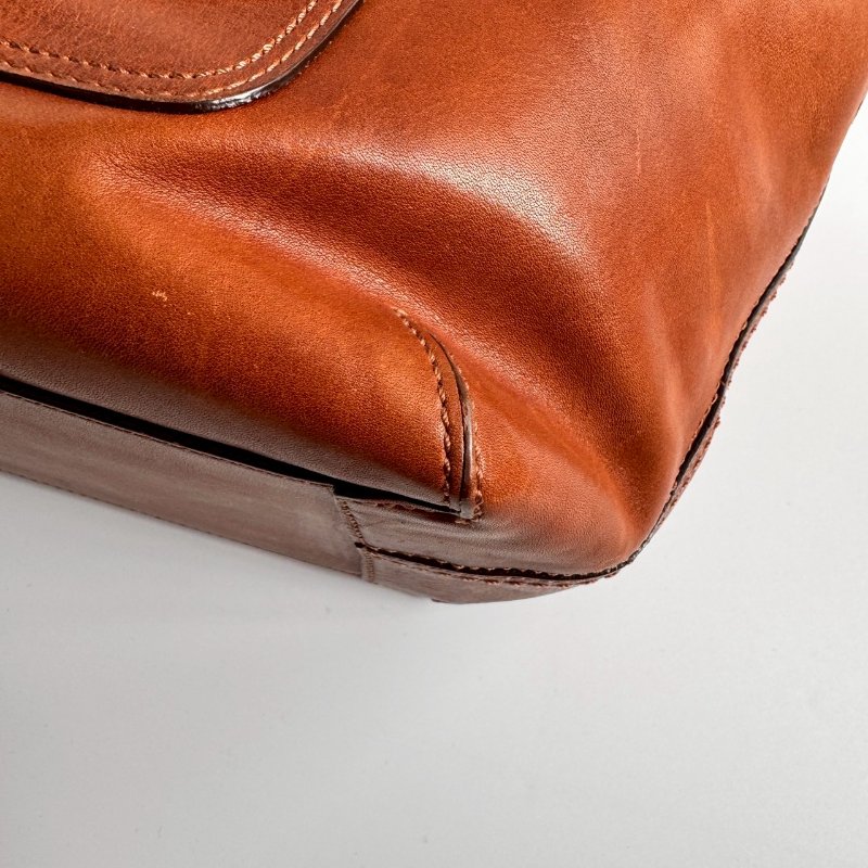 🎉通勤必備 破碎感 COACH 焦糖色皮革肩背包-4