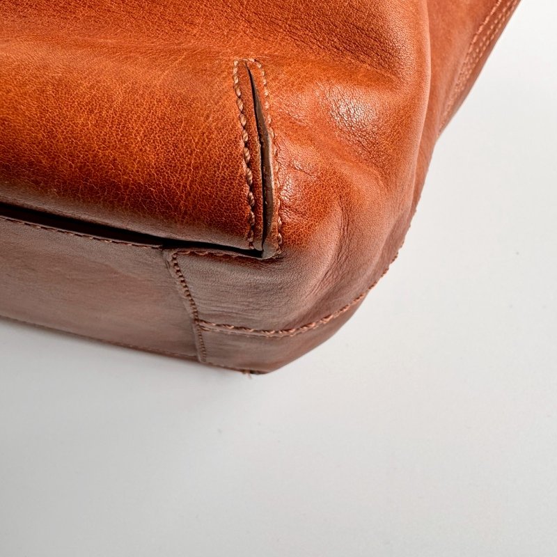 🎉通勤必備 破碎感 COACH 焦糖色皮革肩背包-5