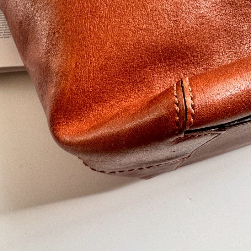 🎉通勤必備 破碎感 COACH 焦糖色皮革肩背包-6