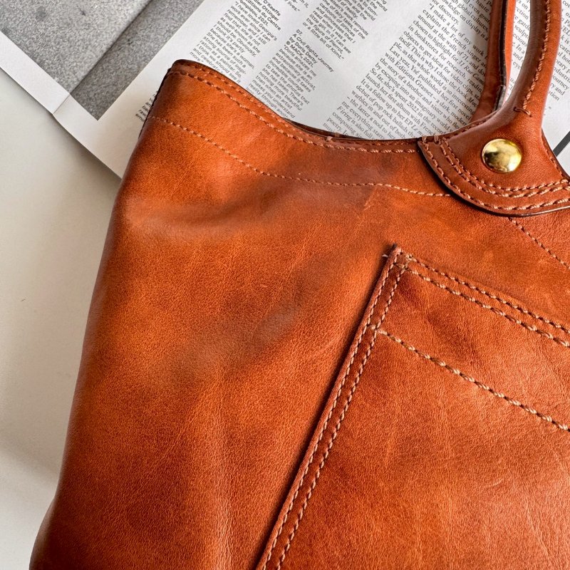 🎉通勤必備 破碎感 COACH 焦糖色皮革肩背包-10