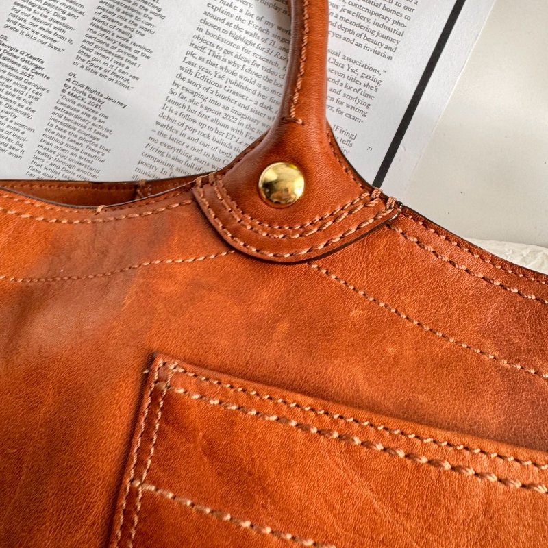 🎉通勤必備 破碎感 COACH 焦糖色皮革肩背包-11