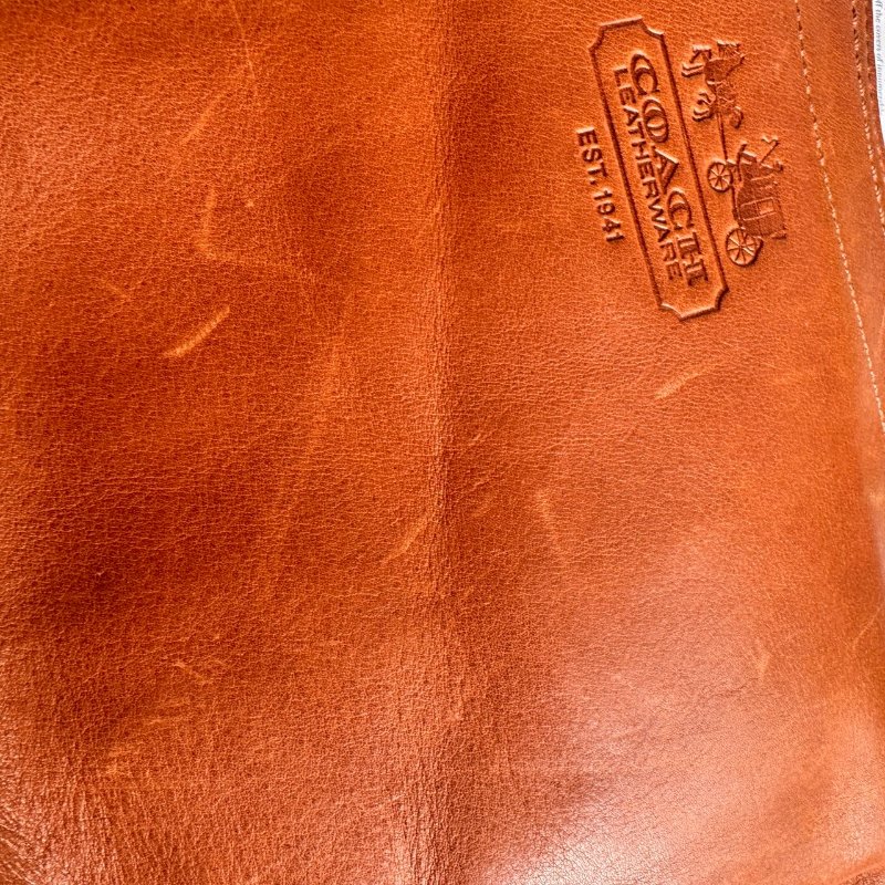 🎉通勤必備 破碎感 COACH 焦糖色皮革肩背包-14