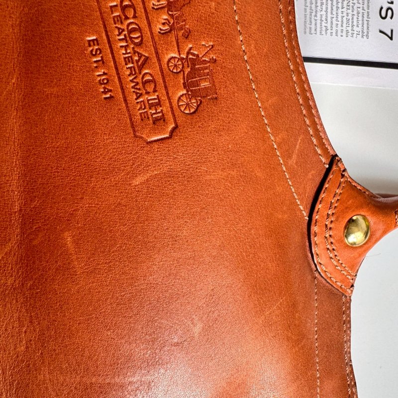 🎉通勤必備 破碎感 COACH 焦糖色皮革肩背包-15