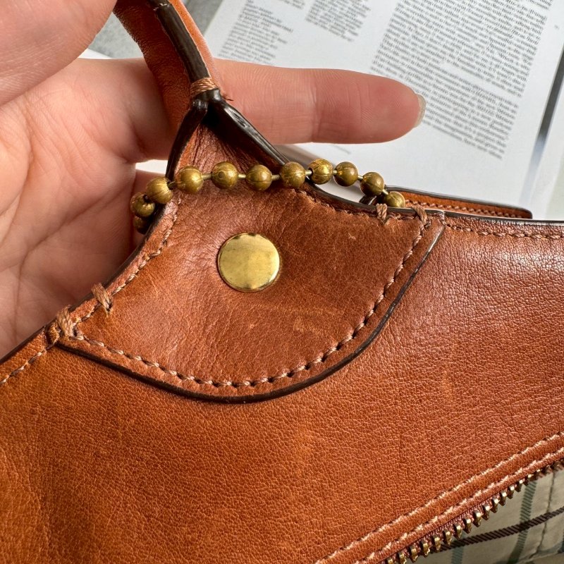 🎉通勤必備 破碎感 COACH 焦糖色皮革肩背包-23