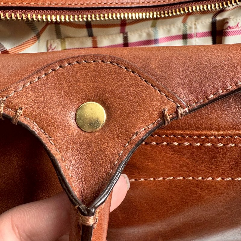 🎉通勤必備 破碎感 COACH 焦糖色皮革肩背包-25