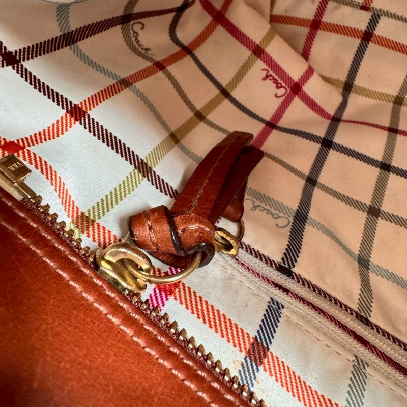 🎉通勤必備 破碎感 COACH 焦糖色皮革肩背包-27