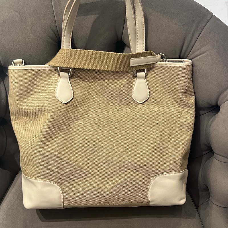 PRADA LOGO JACQUARD 帆布手提包托特包-2