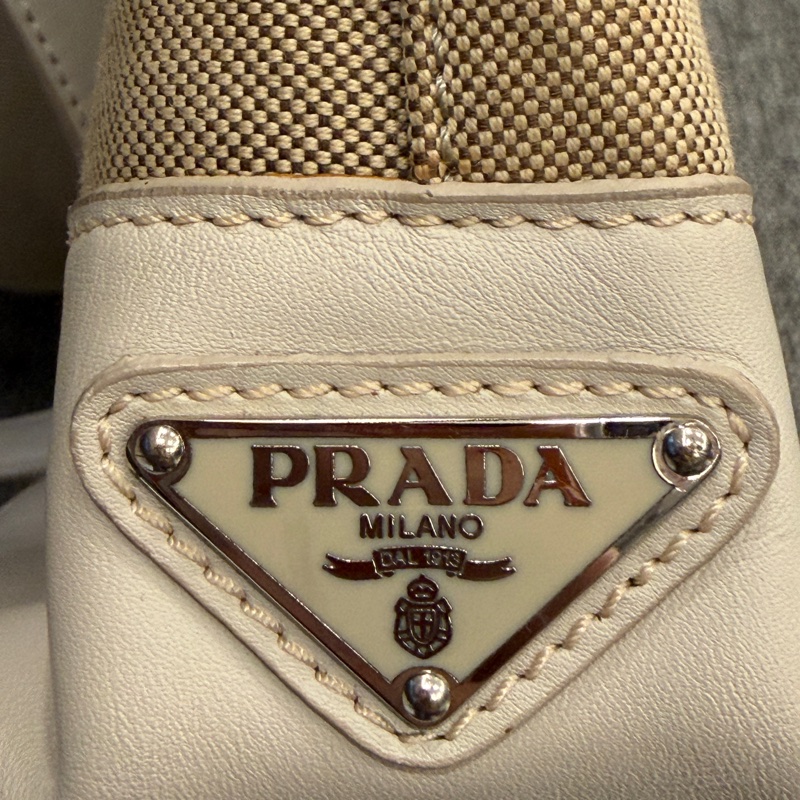 PRADA LOGO JACQUARD 帆布手提包托特包-26