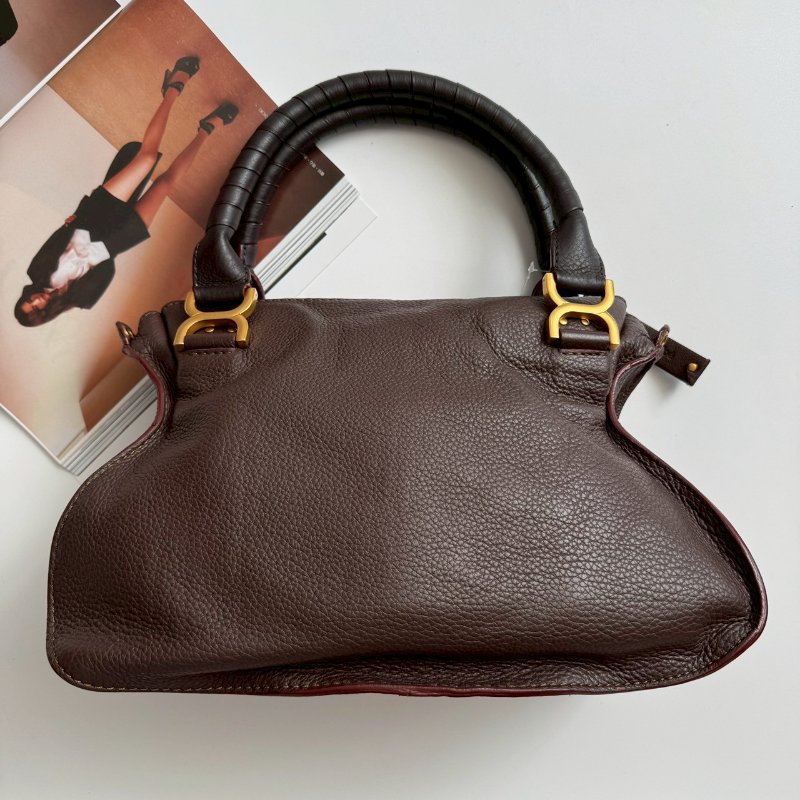 ✨九成新#全網最低 Chloé Marcie咖色皮革馬鞍前掀蓋斜背包-1