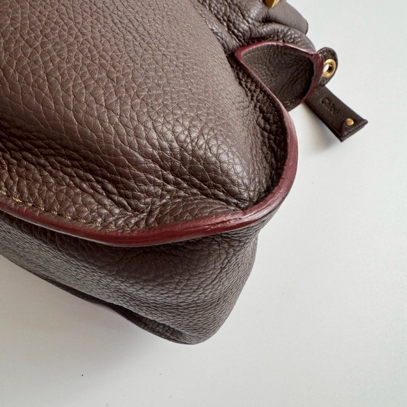 ✨九成新#全網最低 Chloé Marcie咖色皮革馬鞍前掀蓋斜背包-5