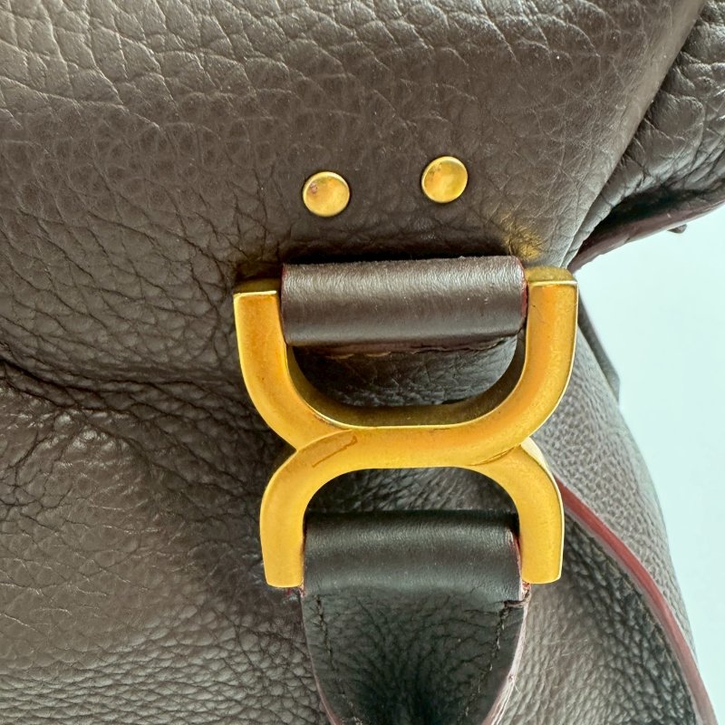 ✨九成新#全網最低 Chloé Marcie咖色皮革馬鞍前掀蓋斜背包-8