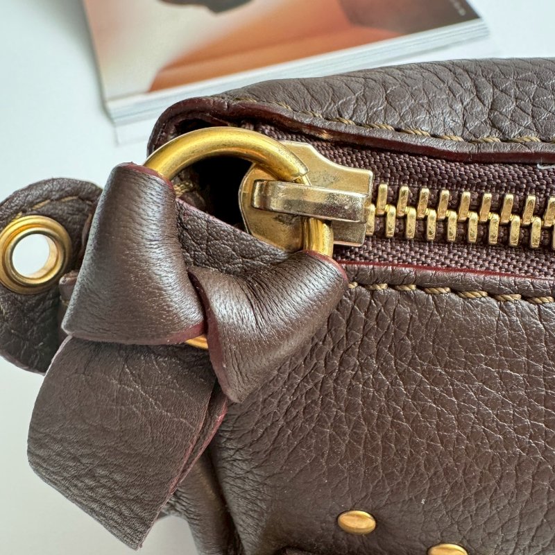 ✨九成新#全網最低 Chloé Marcie咖色皮革馬鞍前掀蓋斜背包-11