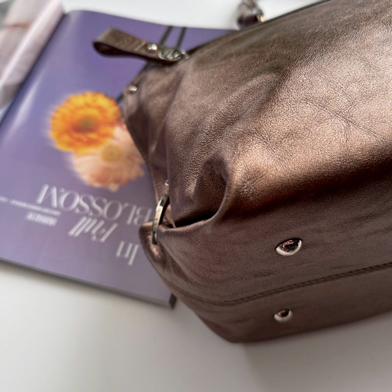 🎉羊皮款 Ferragamo 古銅金手提肩背包-3