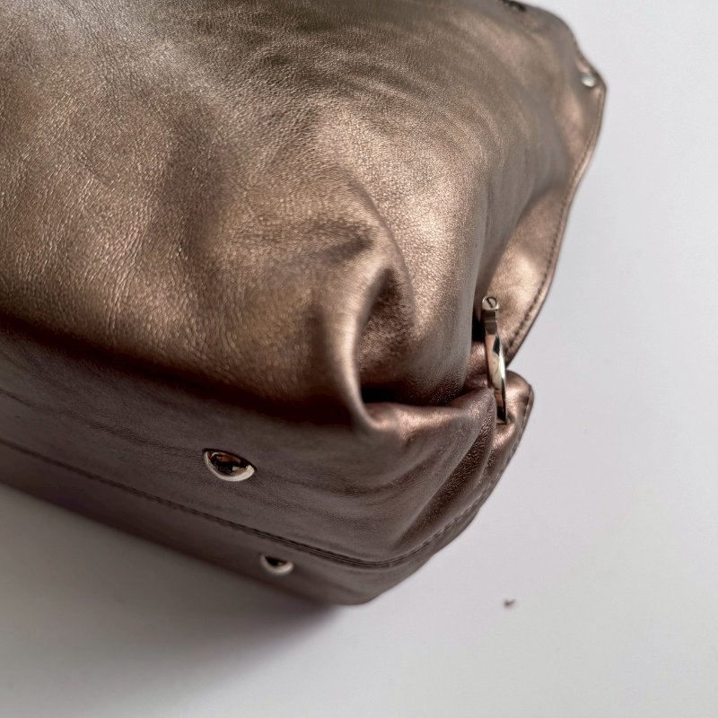 🎉羊皮款 Ferragamo 古銅金手提肩背包-4