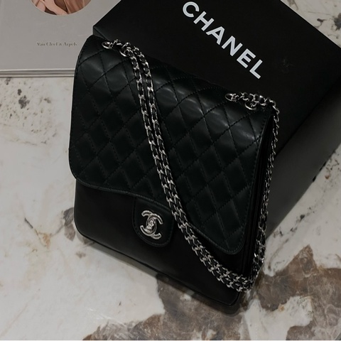 chanel CF風琴鍊包 黑銀