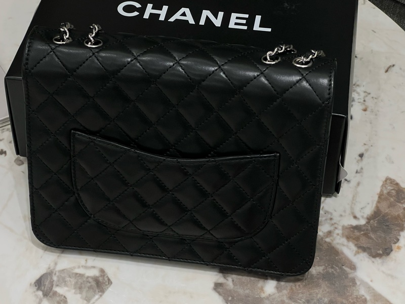 chanel CF風琴鍊包 黑銀-1