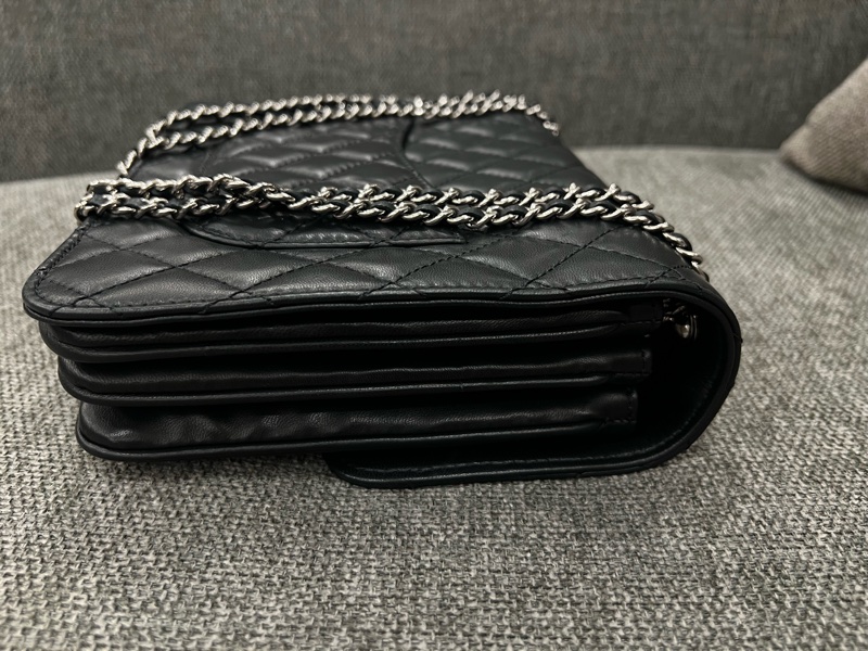 chanel CF風琴鍊包 黑銀-2
