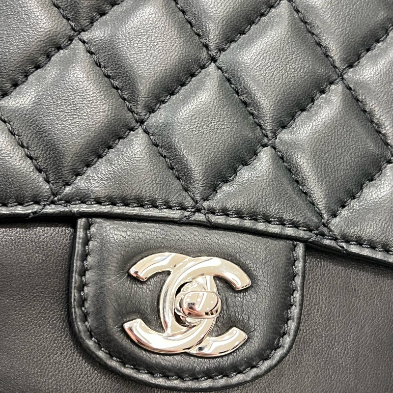 chanel CF風琴鍊包 黑銀-4