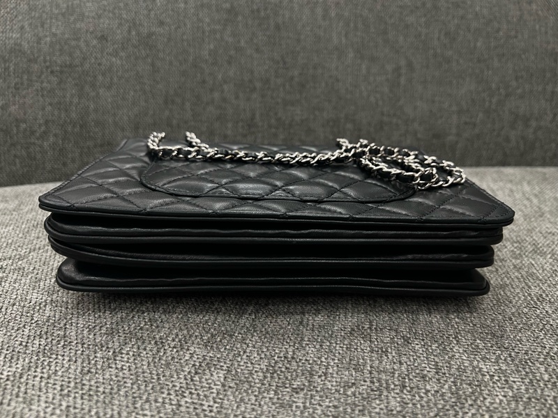 chanel CF風琴鍊包 黑銀-7