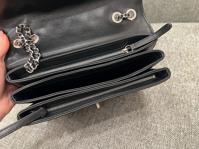 chanel CF風琴鍊包 黑銀-9