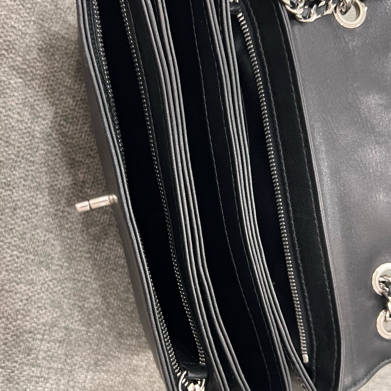 chanel CF風琴鍊包 黑銀-16