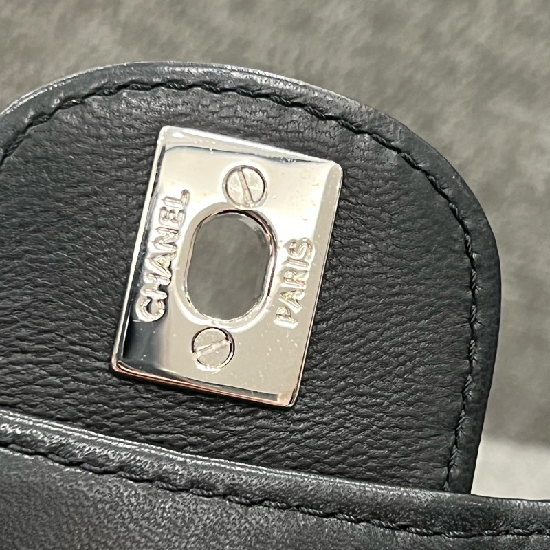 chanel CF風琴鍊包 黑銀-20