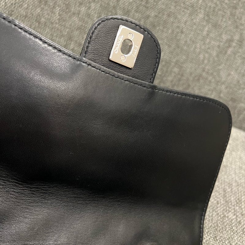 chanel CF風琴鍊包 黑銀-21