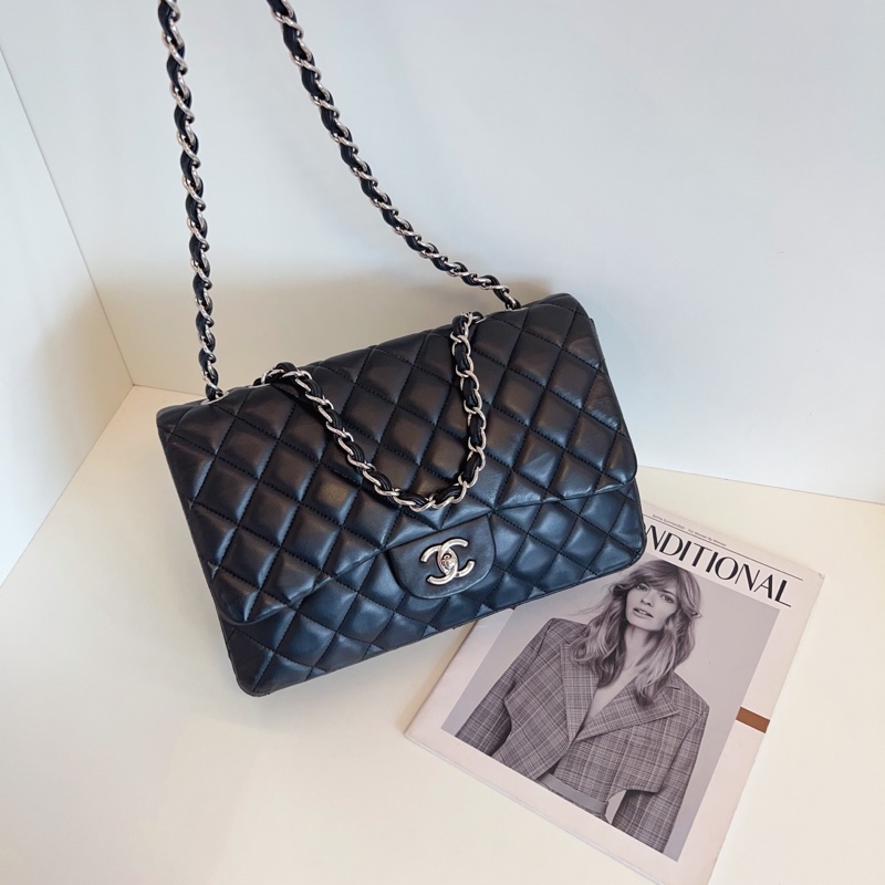 ✨Chanel 經典 黑銀牛皮CF jumbo🖤-9