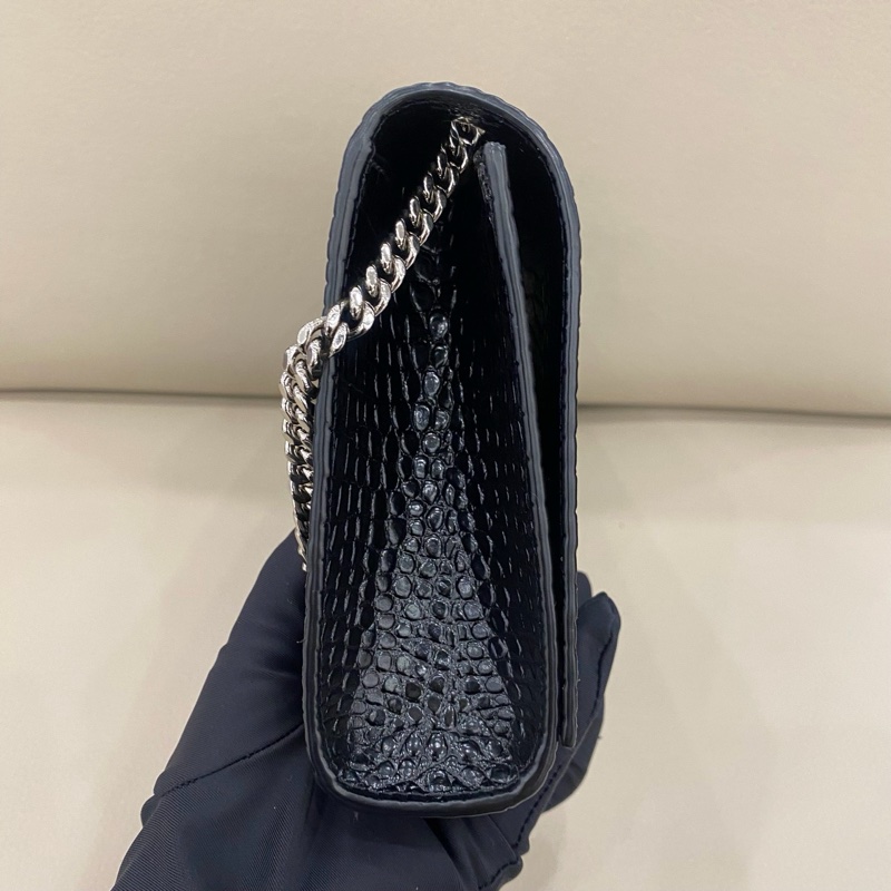 YSL聖羅蘭 Kate中號 黑銀流蘇鰐魚壓紋牛皮 尺寸約22.5*14-4
