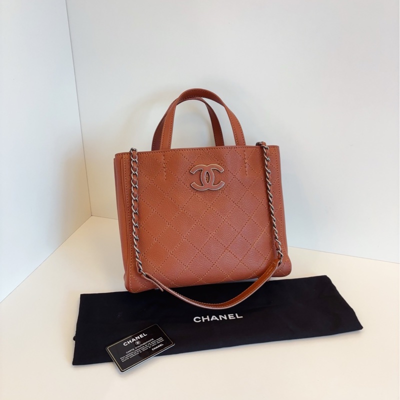 ✨Chanel 🍁焦糖色公事 托特包 絕版難遇 有保卡 ❤️-3