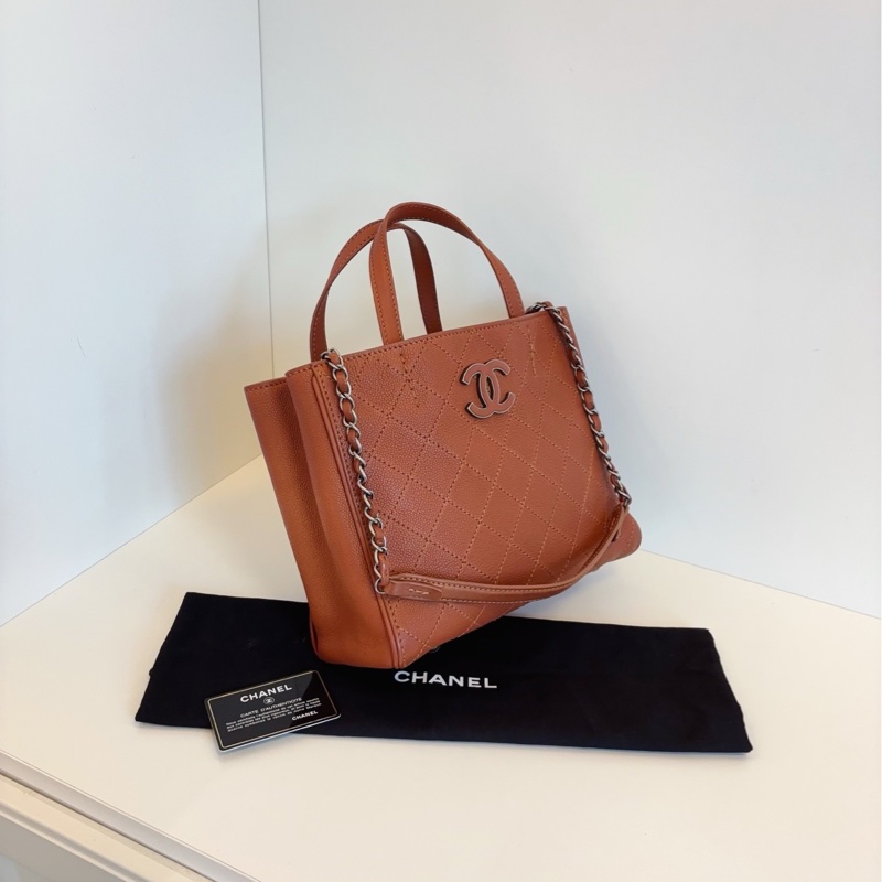✨Chanel 🍁焦糖色公事 托特包 絕版難遇 有保卡 ❤️-5