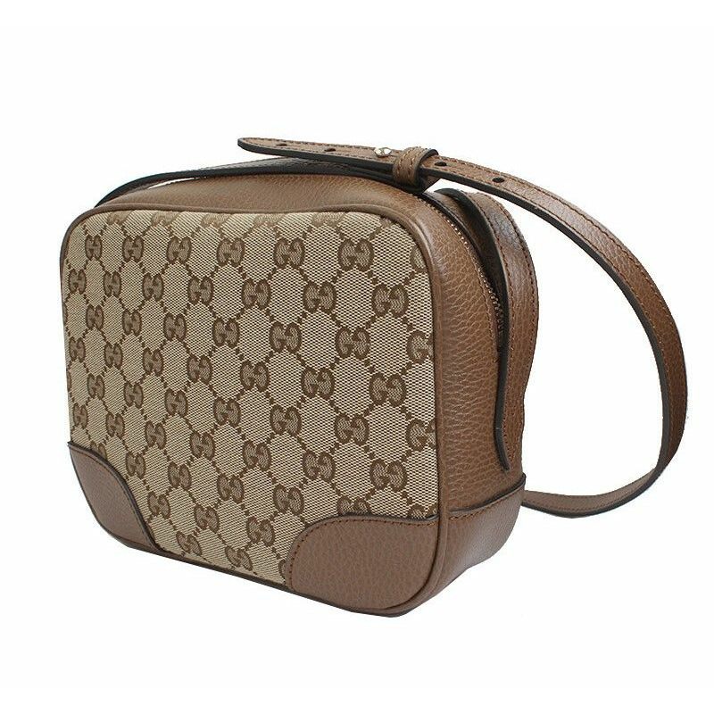【包稅】GUCCI 棕色帆布斜背包-1